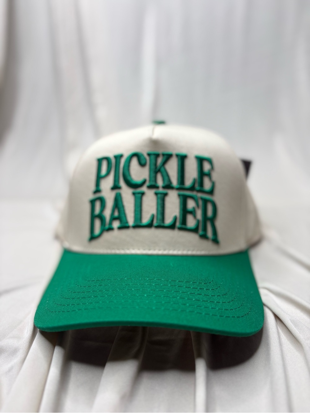 C.C Pickle Baller White & Green Baseball Hat